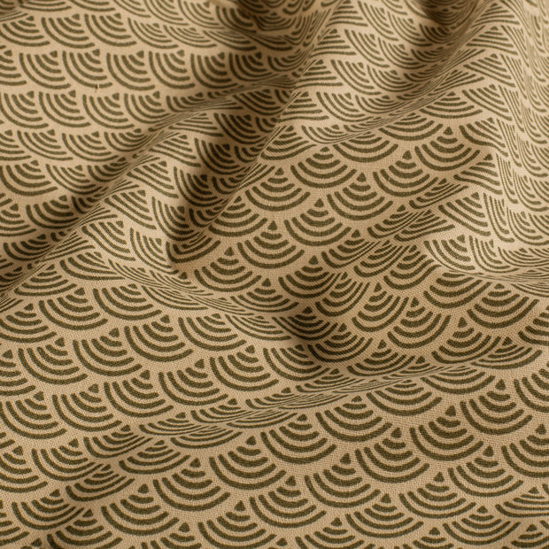 Cotton Poplin fabric Balloons Olive Green