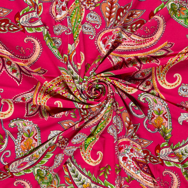 Viscose Vortex Jersey fabric Fuchsia digital printed 