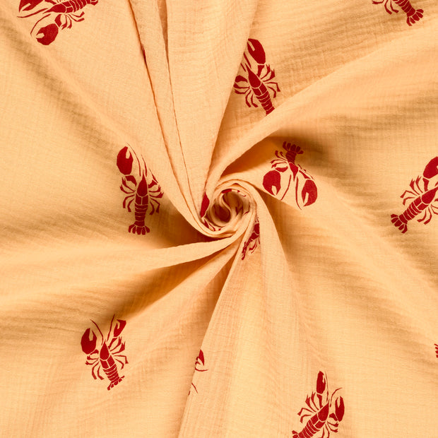 Muslin fabric Salmon printed 