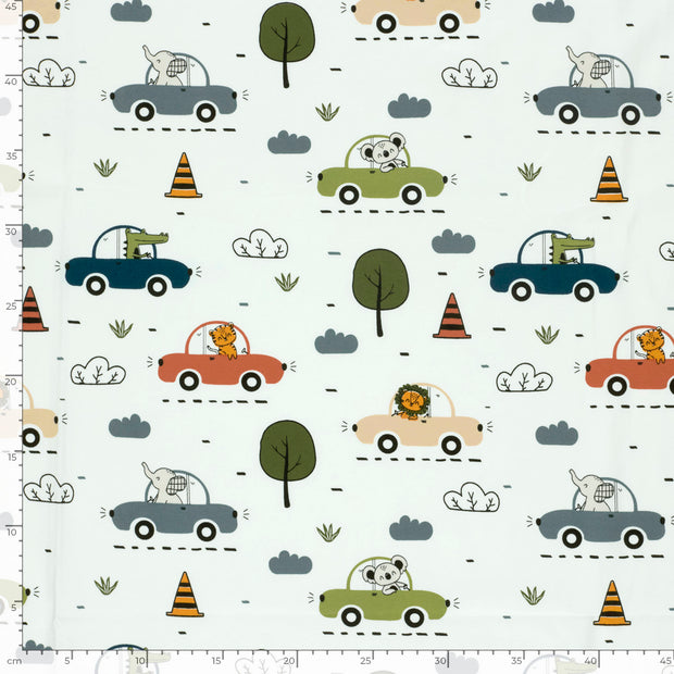 Jersey fabric Animals Off White