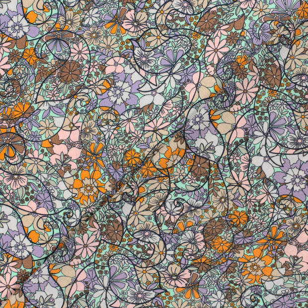 Polyester Bubble fabric Flowers printed 