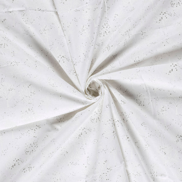 Cotton Poplin fabric White glitter print 