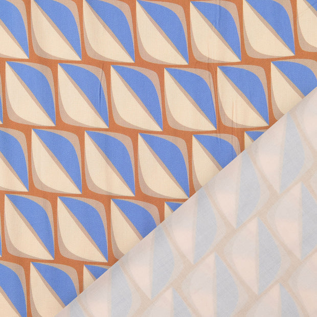 Viscose Satin fabric Beige digital printed 