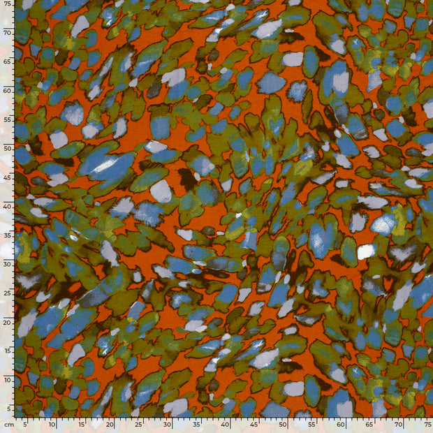 Viscose Nylon Crepe fabric Abstract Brique
