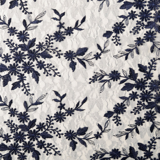 Lace fabric Flowers Navy