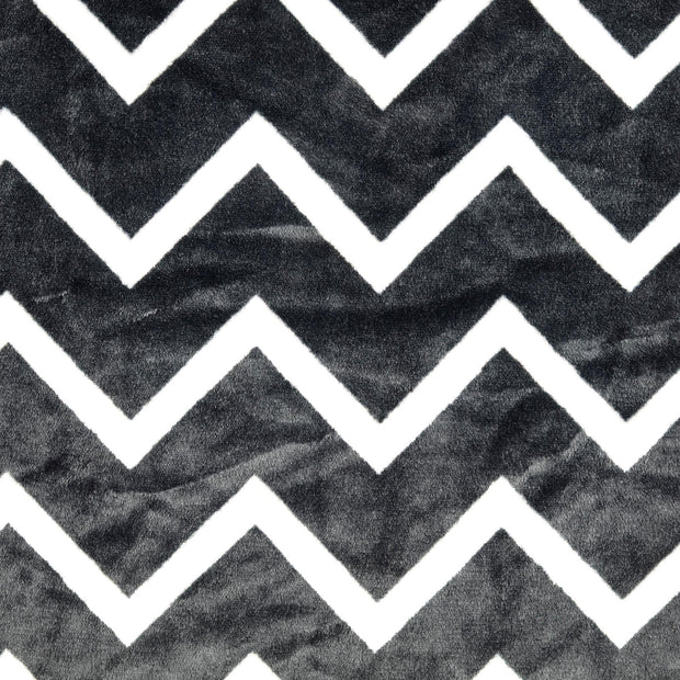 Fleece fabric Zigzag Black