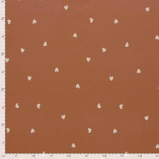 Rib Jersey fabric Hearts Old Pink