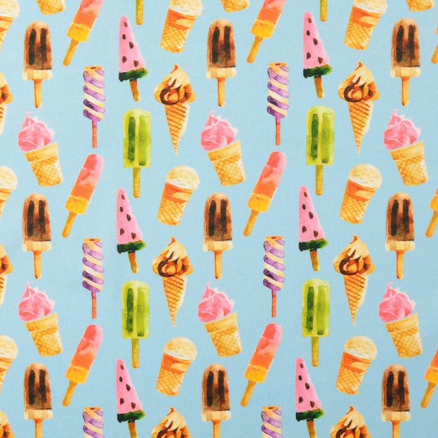 Cretonne fabric Icecream Light Blue