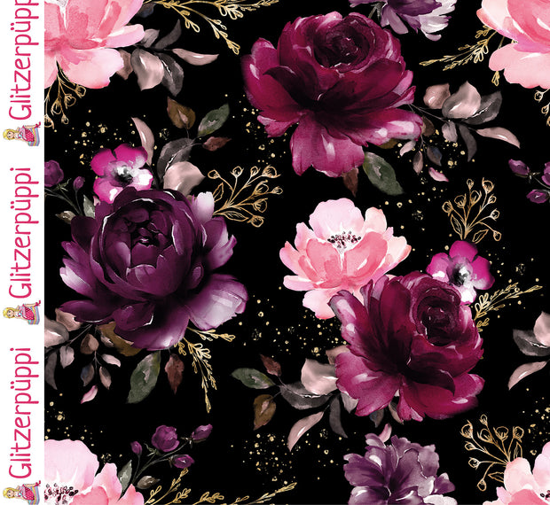 Jogging fabric Roses Black