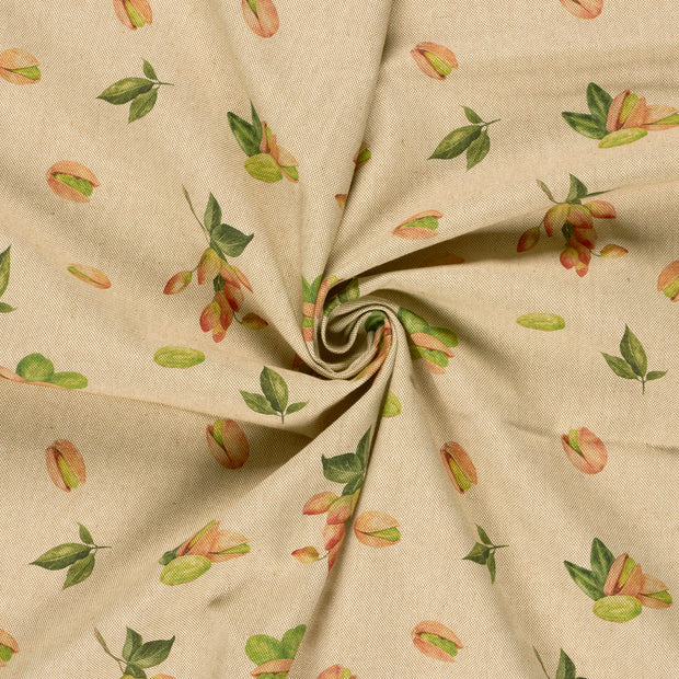 Linen Look fabric Beige digital printed 