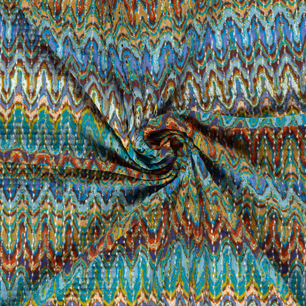 Plissé fabric Cobalt digital printed 