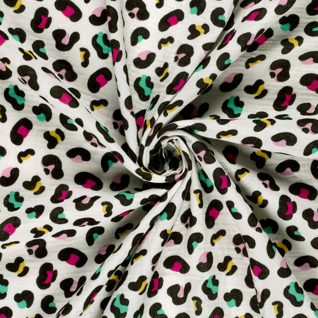 Double gaze tissu Blanc cassé imprimé 