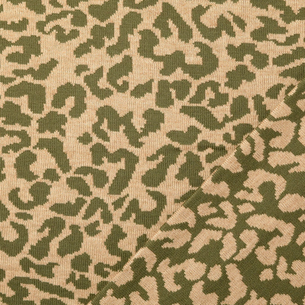 Heavy Knit fabric Olive Green jacquard 