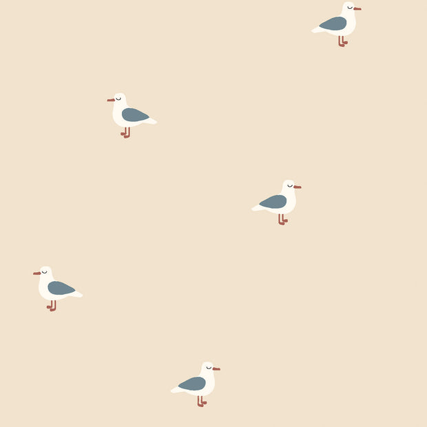 Jersey fabric Birds Beige