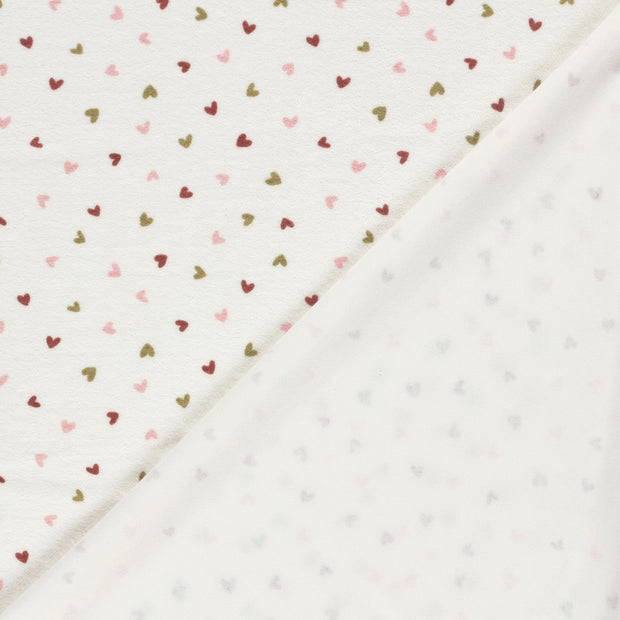 Stretch terry fabric Hearts printed 
