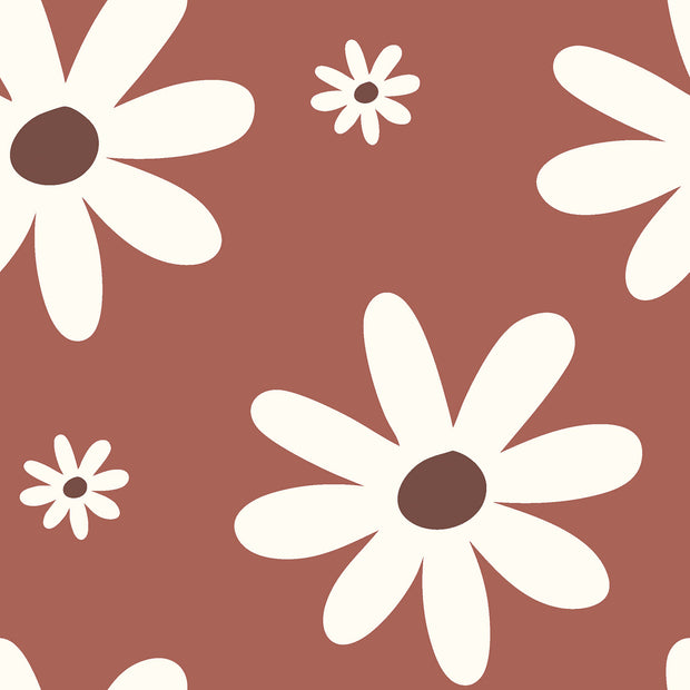 French Terry fabric Flowers Old Pink
