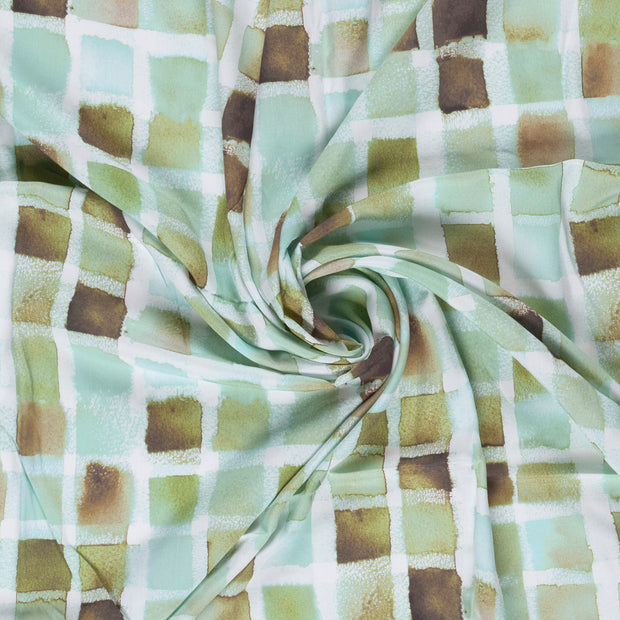 Viscose Poplin fabric Dark Mint printed 