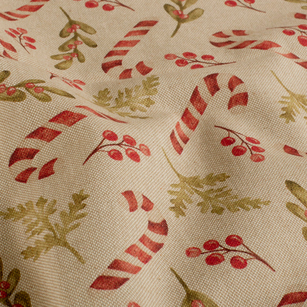 Linen Look fabric Christmas twigs Beige