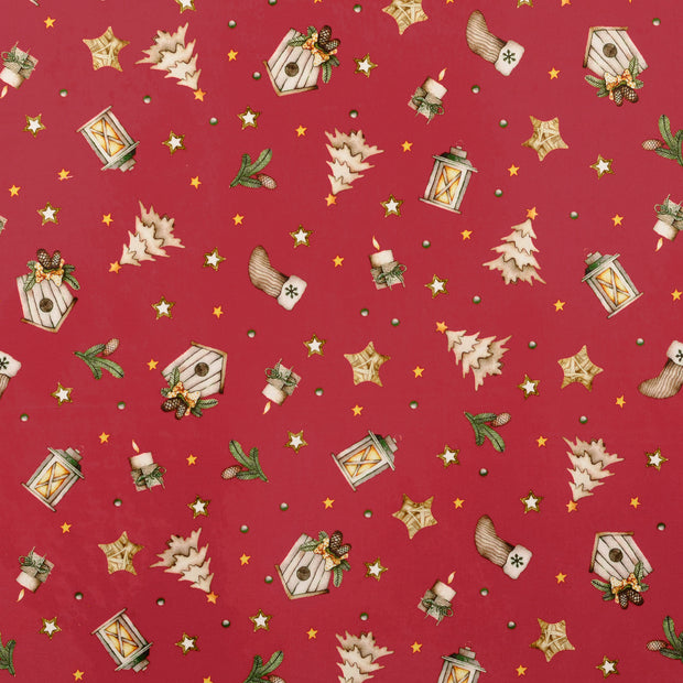 Cotton Poplin fabric Christmas Red