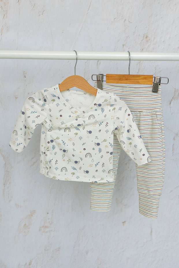 Jersey fabric Snails Off White