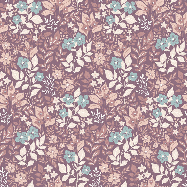 Jersey fabric Flowers Lila
