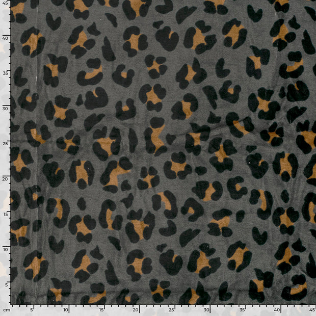 Nicky velours fabric Leopards Dark Grey
