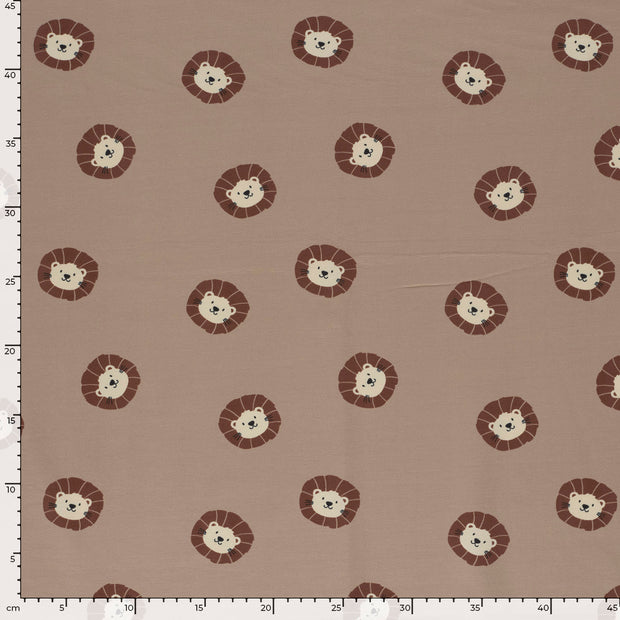 Jersey fabric Lions Camel