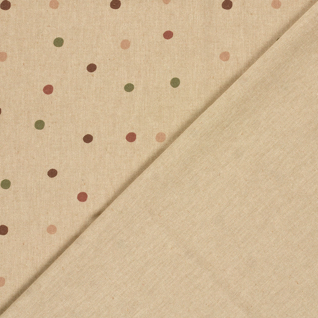 Linen Look fabric Dots digital printed 