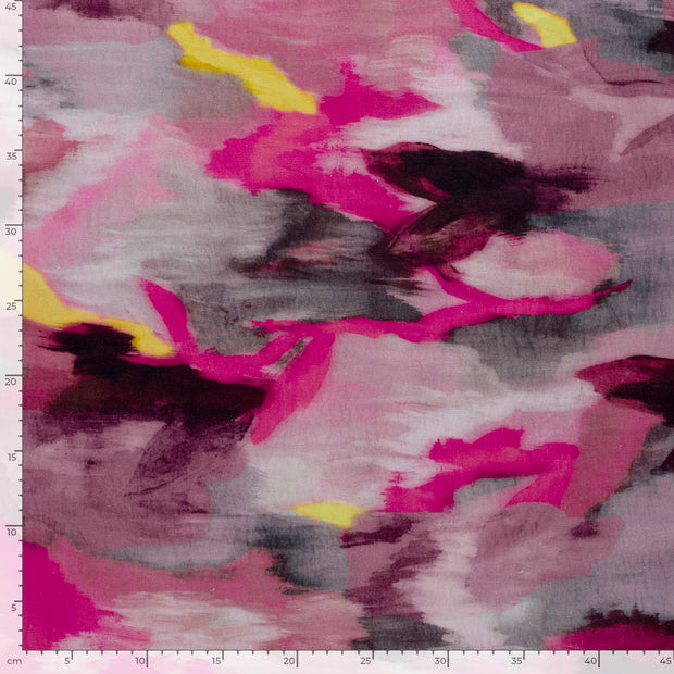 Woven Viscose Linen fabric Abstract Fuchsia