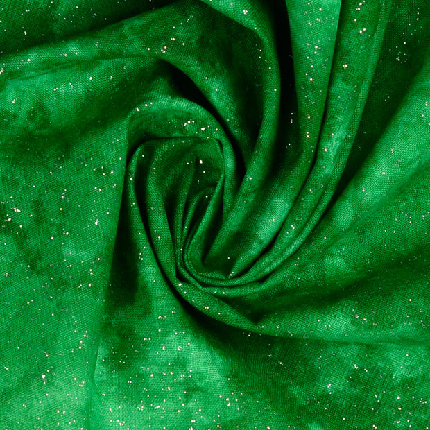  tela Verde oscuro estampado con brillantina 