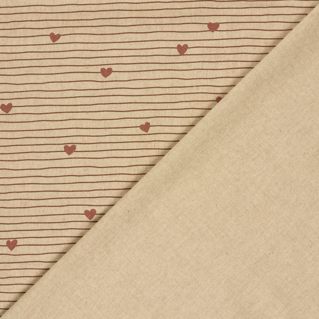 Linen Look fabric Hearts digital printed 