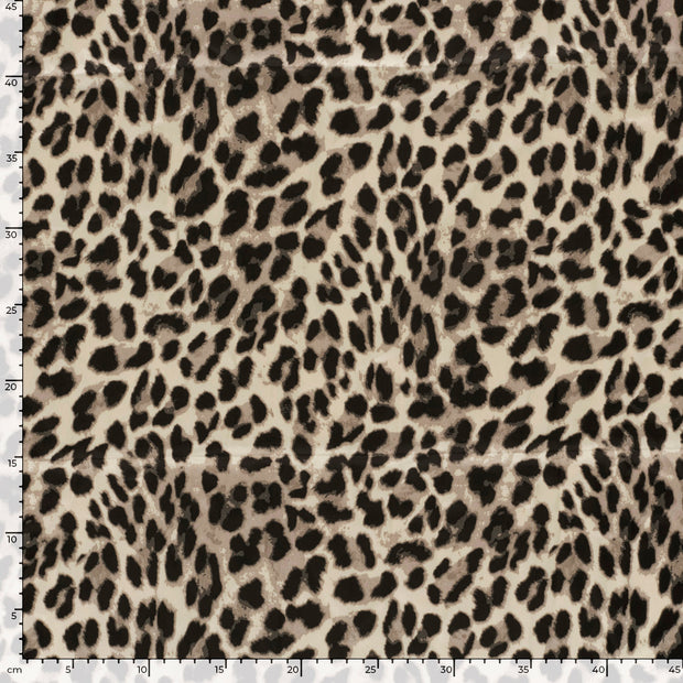 Satin Duchesse fabric Leopards Beige
