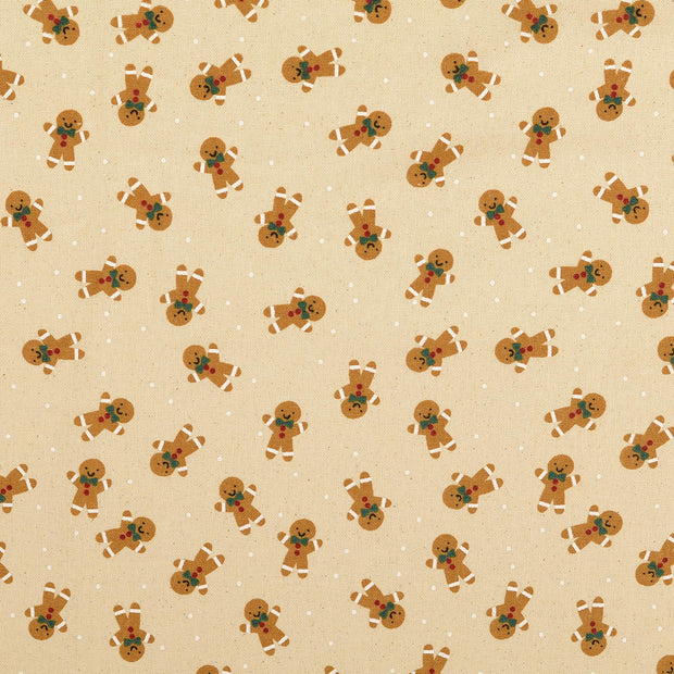 Canvas fabric Christmas Off White
