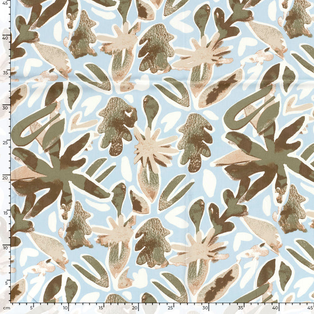 Viscose Poplin fabrik Blumen Hellblau