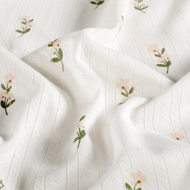 Pinpoint fabric Flowers Off White