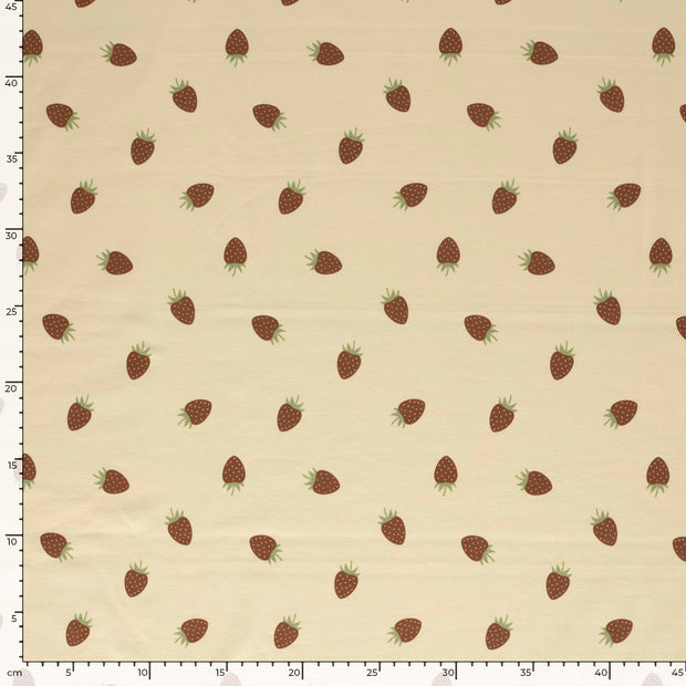 Jersey tissu fraises Beige