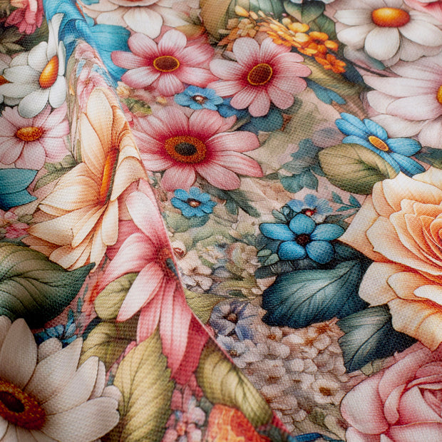 Panama fabric Flowers Light Pink
