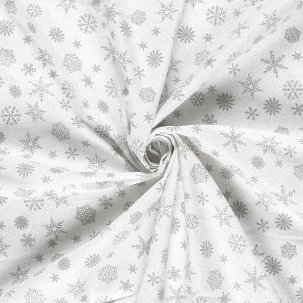 Cotton Poplin fabric Grey glitter print 