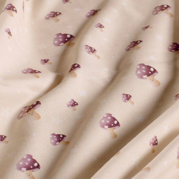 Jersey fabric Mushrooms Beige