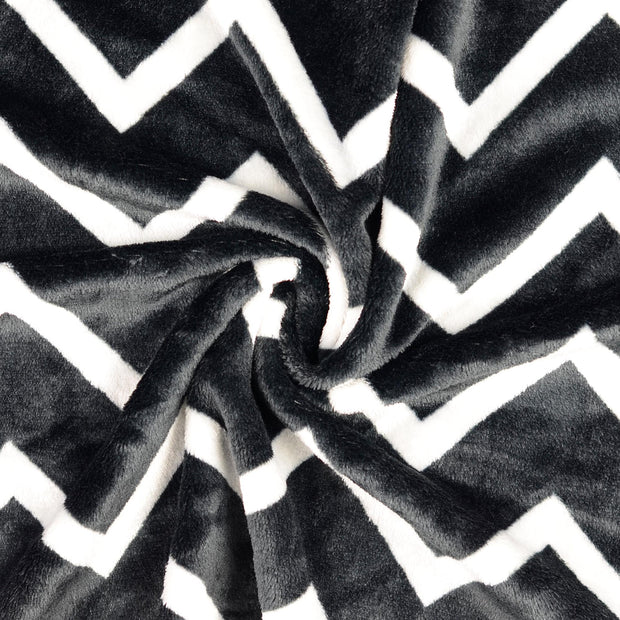 Fleece fabric Black printed 