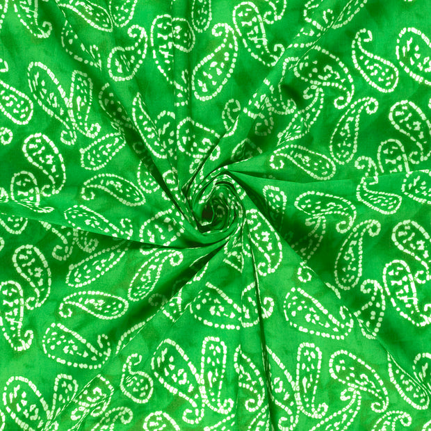 Voile fabric Lime Green printed 