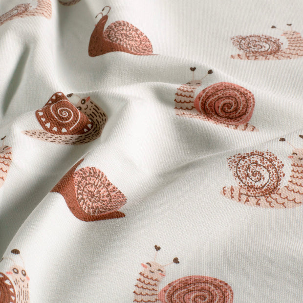 French Terry fabric Snails Off White