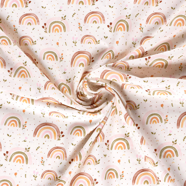 Cotton Poplin fabric Off White digital printed 