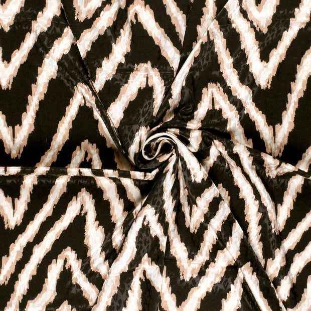 Satin Jacquard fabric Black printed 