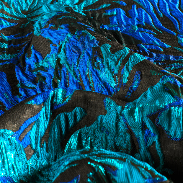 Jacquard tela Flores Petróleo