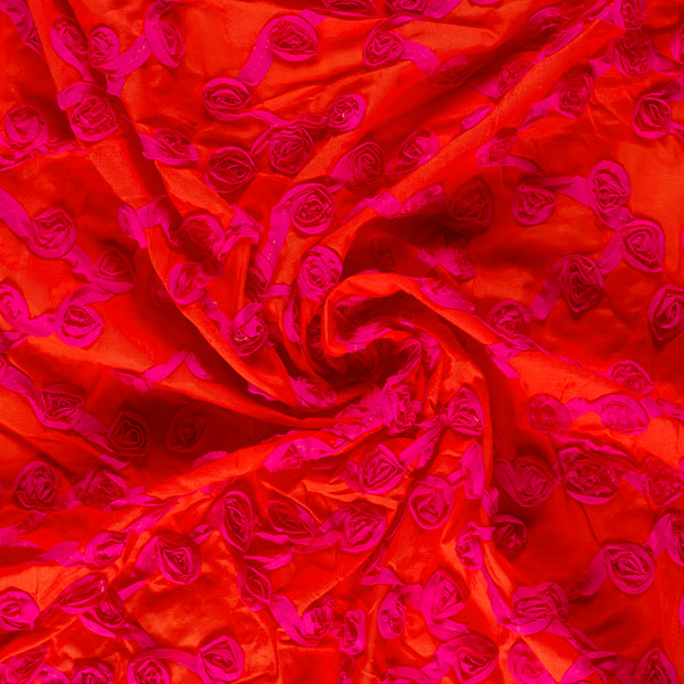 Voile fabrik Rot mit Applikation 