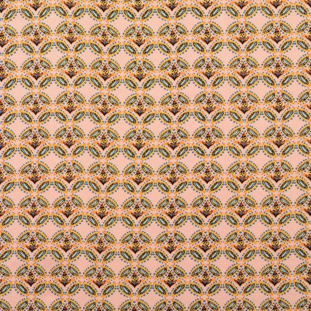 Viscose Twill fabric Geometric pattern Salmon