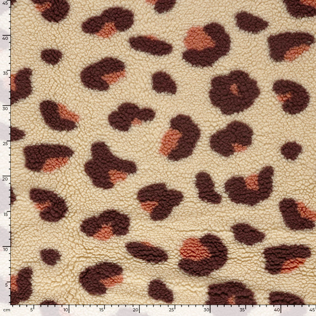 Sherpa Fleece fabric Leopards Beige