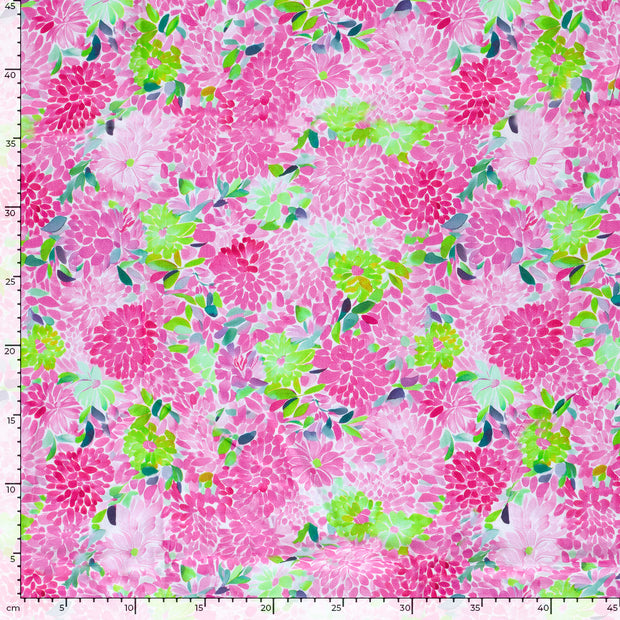 Viscose Satin fabrik Blumen Fuchsia