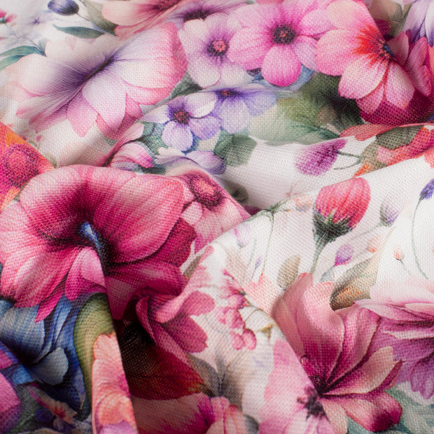 Panama fabric Flowers Lila